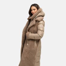 Navahoo Kuscheltraum Damen Winter Teddyfell Mantel Taupe Grey Größe M - Gr. 38