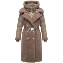 Navahoo Kuscheltraum Damen Winter Teddyfell Mantel Taupe Grey Größe M - Gr. 38