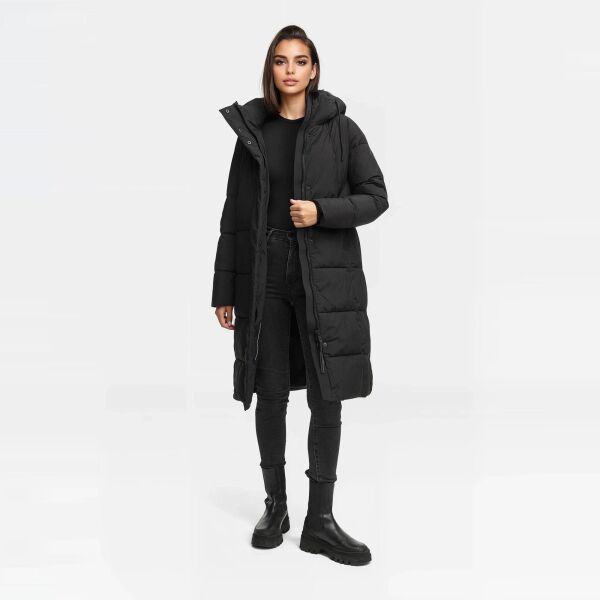 Marikoo Tabiaa Damen Winter Steppmantel Schwarz Größe XS - Gr. 34