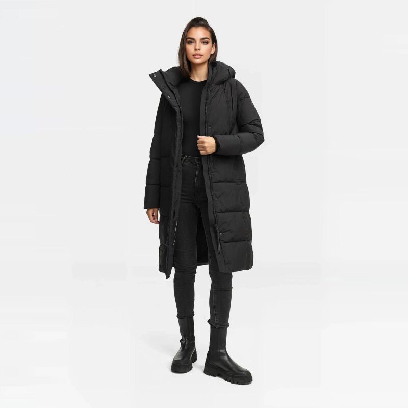 Marikoo Tabiaa Damen Winter Steppmantel Schwarz Größe XXXL - Gr. 46