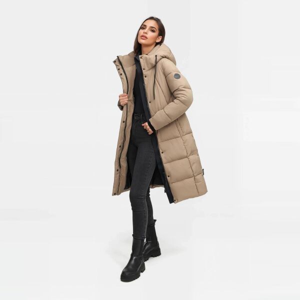 Marikoo Tabiaa Damen Winter Steppmantel Taupe Grey Größe XS - Gr. 34