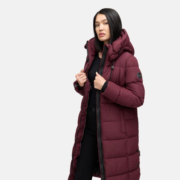Marikoo Nadeshikoo Damen lange Winter Steppjacke Wine Größe S - Gr. 36