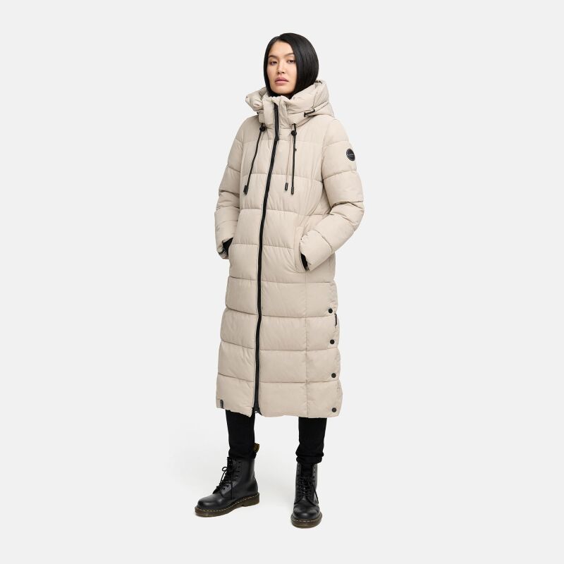 Marikoo Nadeshikoo Damen lange Winter Steppjacke Light Taupe