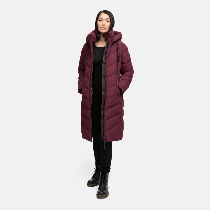 Navahoo Sahnekatzi Damen lange Winter Steppjacke Wine Gr&ouml;&szlig;e XS - Gr. 34