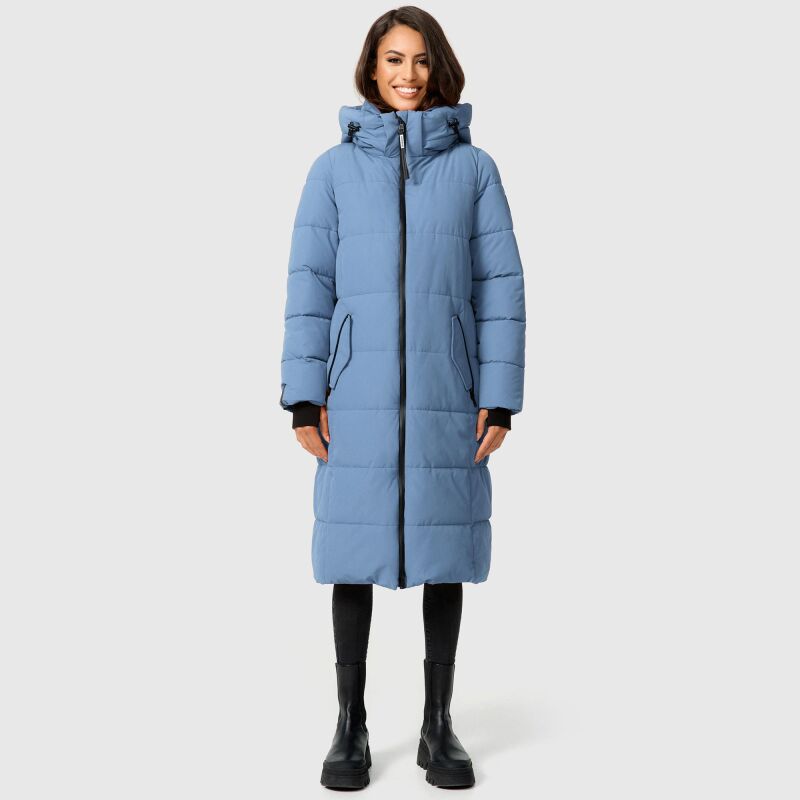 Marikoo Zuraraa lange Damen Winter Steppjacke Dusty Blue Größe L - Gr. 40