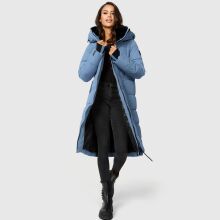 Marikoo Zuraraa lange Damen Winter Steppjacke Dusty Blue Gr&ouml;&szlig;e L - Gr. 40
