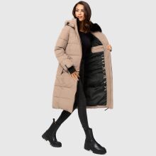 Marikoo Zuraraa lange Damen Winter Steppjacke Taupe Grey Gr&ouml;&szlig;e XS - Gr. 34