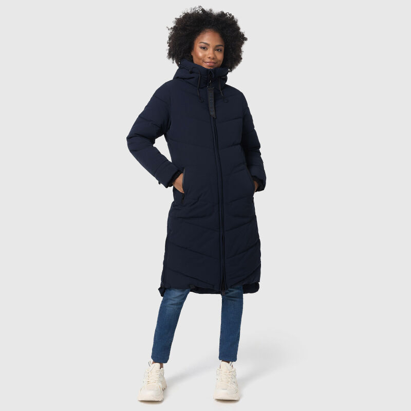 Marikoo Benikoo Damen lange Winterjacke Navy-Gr&ouml;&szlig;e XS - Gr. 34