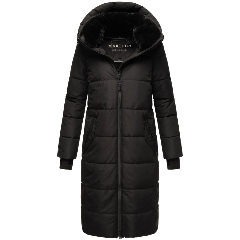Marikoo Zuraraa lange Damen Winter Steppjacke Schwarz Größe XXXL - Gr. 46