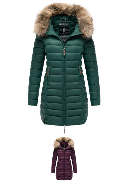 Marikoo Rose 2 Damen Winter Steppjacke lang mit Kunstfell