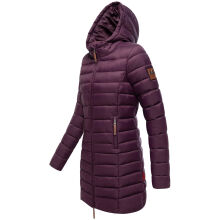 Marikoo Rose 2 Damen Winter Steppjacke lang mit Kunstfell Aubergine-Gr&ouml;&szlig;e XXXL - Gr. 46