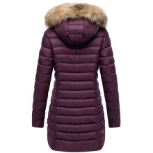 Marikoo Rose 2 Damen Winter Steppjacke lang mit Kunstfell Aubergine-Gr&ouml;&szlig;e XXXXL - Gr. 48