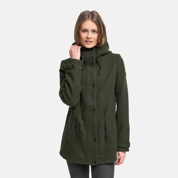 Navahoo Lächelstern Damenjacke in Woll-Optik gefüttert Dark Olive Größe XS - Gr.34