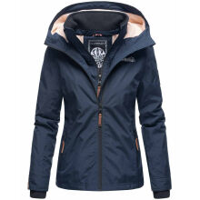 Marikoo Erdbeere Damen &Uuml;bergangsjacke leicht gef&uuml;ttert mit Kapuze Navy-Gr&ouml;&szlig;e 3XL - Gr. 46