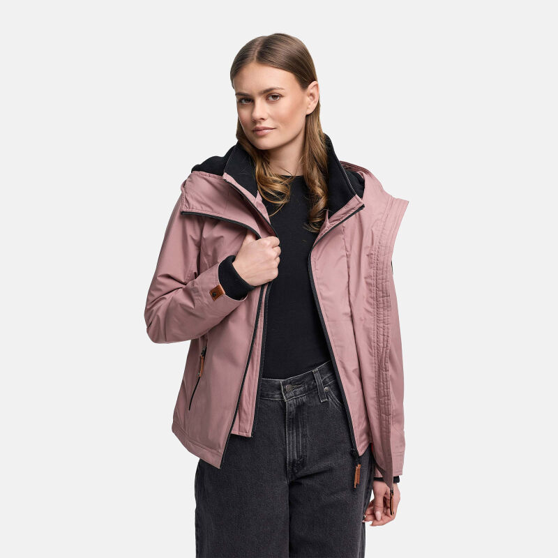 Marikoo Erdbeere Damen Übergangsjacke leicht gefüttert mit Kapuze Mauve-Größe XL - Gr. 42