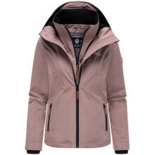 Marikoo Erdbeere Damen &Uuml;bergangsjacke leicht gef&uuml;ttert mit Kapuze Mauve-Gr&ouml;&szlig;e XL - Gr. 42