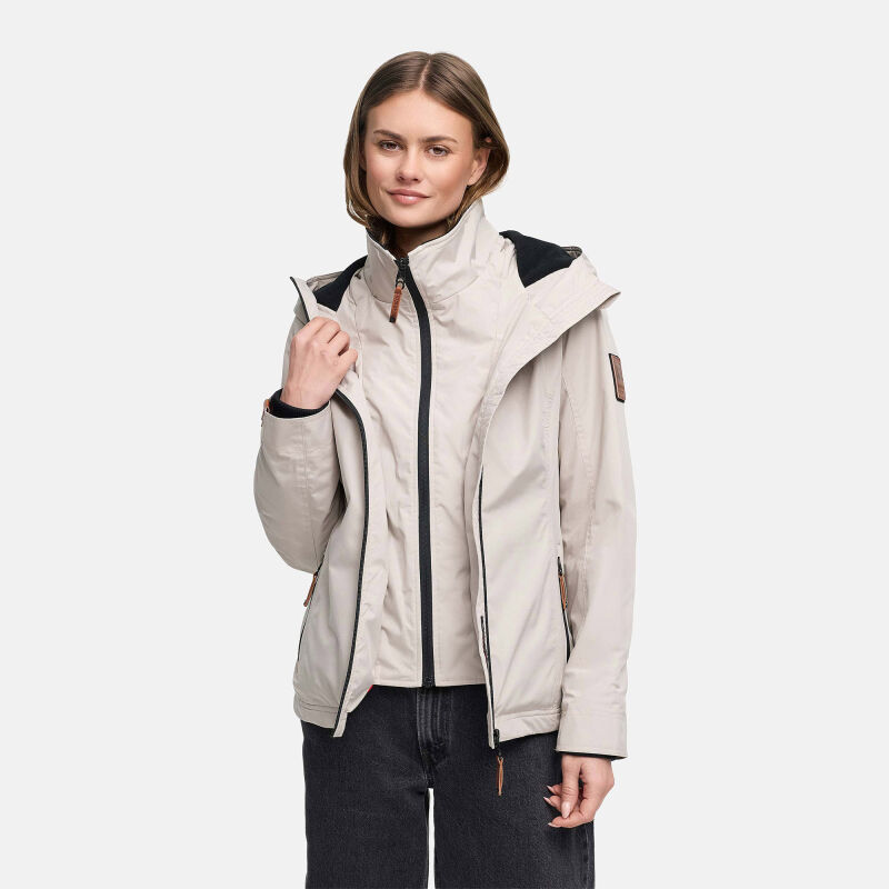 Marikoo Erdbeere Damen Übergangsjacke leicht gefüttert mit Kapuze Bone