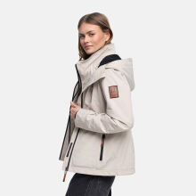 Marikoo Erdbeere Damen &Uuml;bergangsjacke leicht gef&uuml;ttert mit Kapuze Bone-Gr&ouml;&szlig;e L - Gr. 40