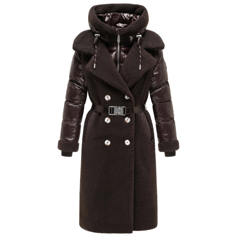 Navahoo Kuscheltraum Damen Winter Teddyfell Mantel Choco Gr&ouml;&szlig;e XL - Gr. 42