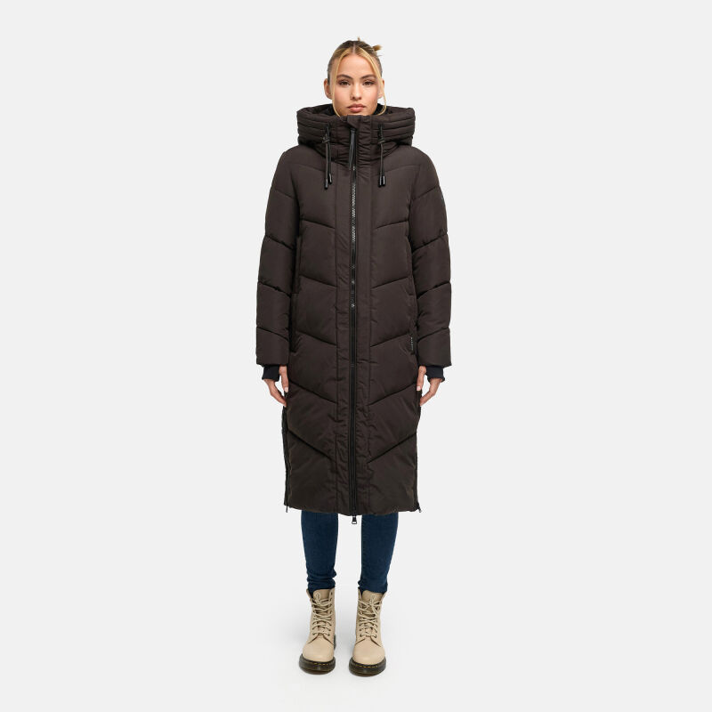 Marikoo Nadaree lange Damen Winter Steppjacke Choco Gr&ouml;&szlig;e L - Gr. 40