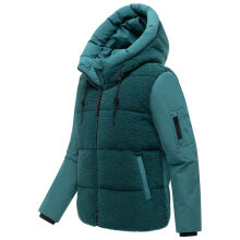 Marikoo Elidee Damen Teddypl&uuml;sch Jacke Ocean Green Gr&ouml;&szlig;e M - Gr.38