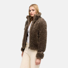 Navahoo Wuschelwonne Damen Teddypl&uuml;sch Jacke Stone Brown Gr&ouml;&szlig;e M - Gr.38